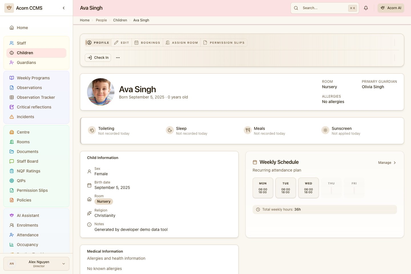 Acorn child profile